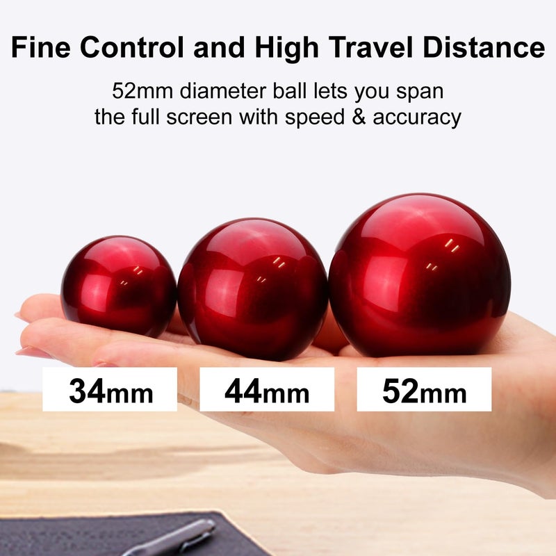 ELECOM HUGE Trackball Mouse, Wired, Finger-Operated, 8-Button Function, Palm Rest Attached, 52mm Smooth Red Ball Windows11, macOS (M-HT1URBK) - Image 4